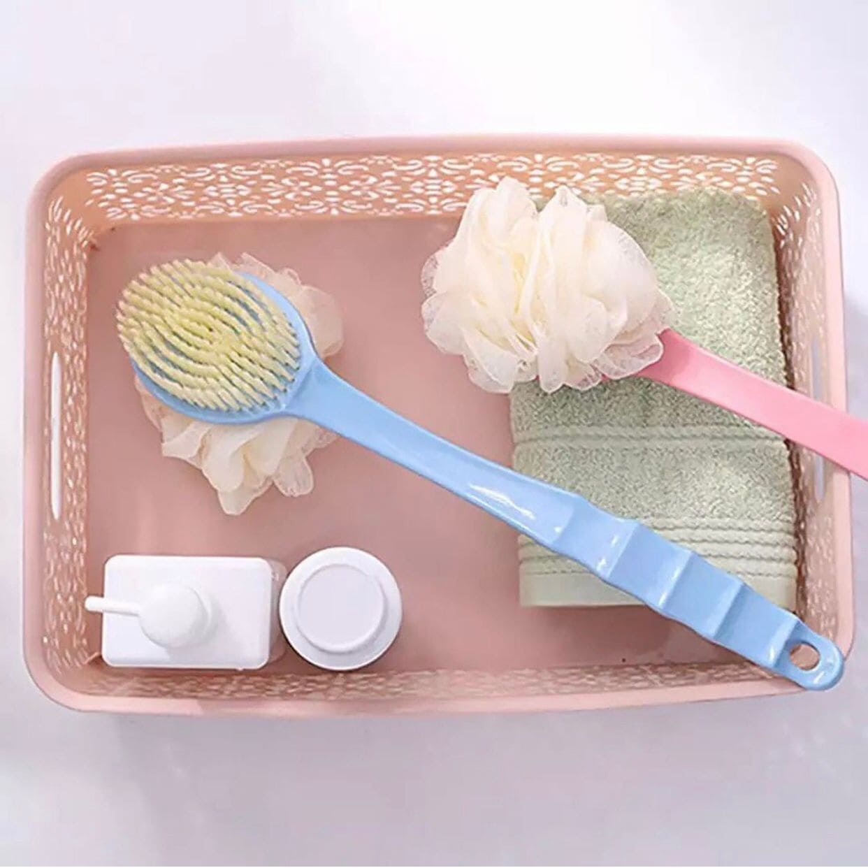 2 In 1 Bathing Scrubbing Long Handle Brush, Shower Body Brush with Bristles and Loofah, Back Scrubber Bath Mesh Sponge with Curved Long Handle, Back Scrubber Body Brush 2 In 1 Bathing Scrubbing Long Handle Brush, Shower Body Brush with Bristles and Loofah, Back Scrubber Bath Mesh Sponge with Curved Long Handle, Back Scrubber Body Brush